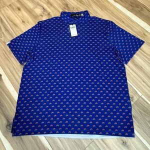 RLX Ralph Lauren Men's Golf Polo Shirt Royal Blue All Over Print Size Large
